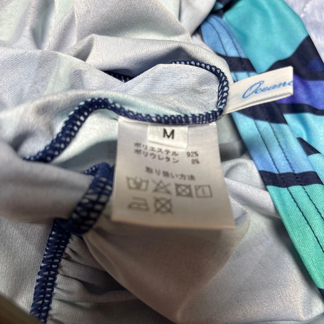 【新品未使用】Ocean Blue Bird波模様オフショルダードレス　Mサイズ