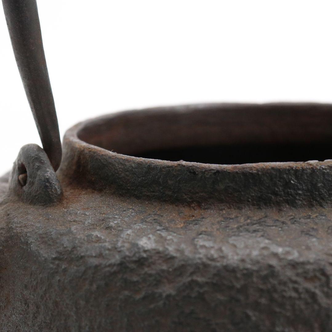 羽根付鉄瓶 斑紫銅蓋 茶道具 小振り 釜師系 TX412　GK1