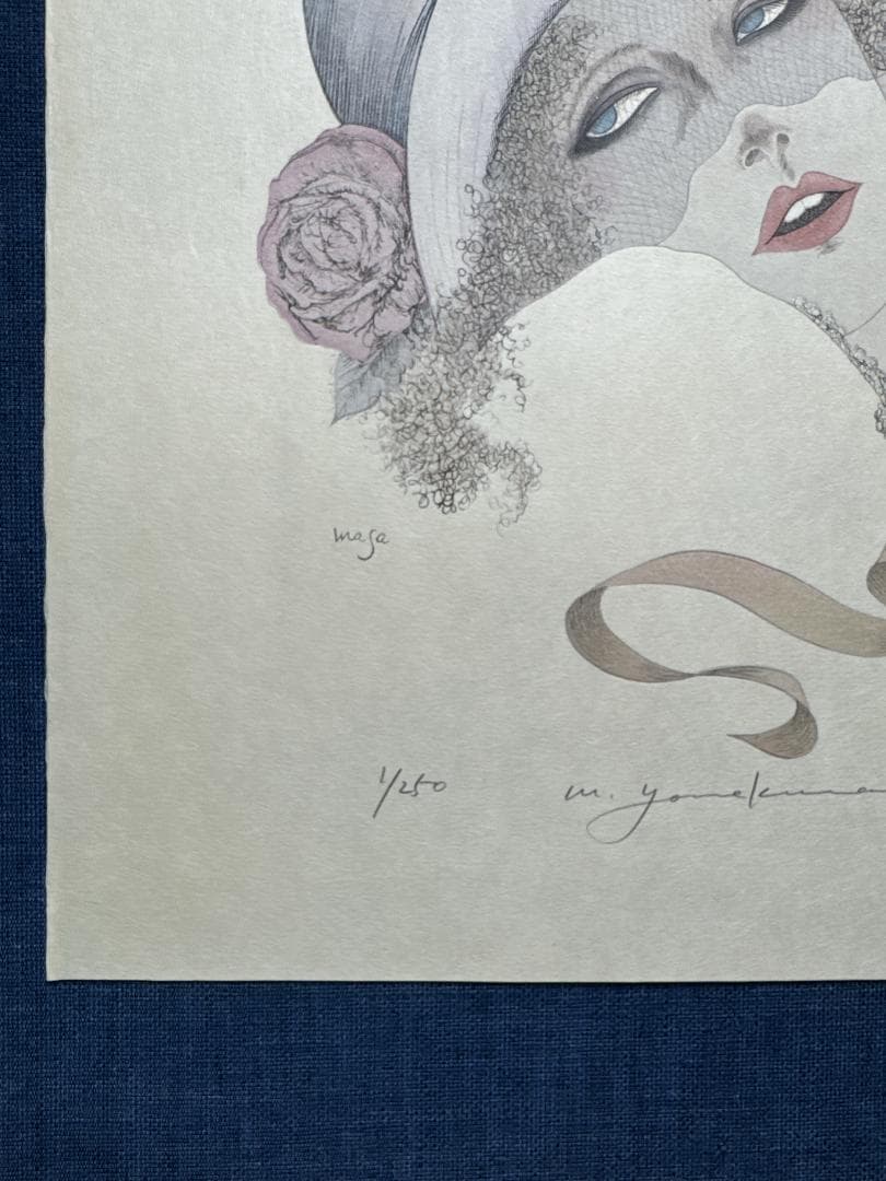 最後の１枚！米倉斉加年(まさかね) オリジナル木版画「レース帽の女」1/250