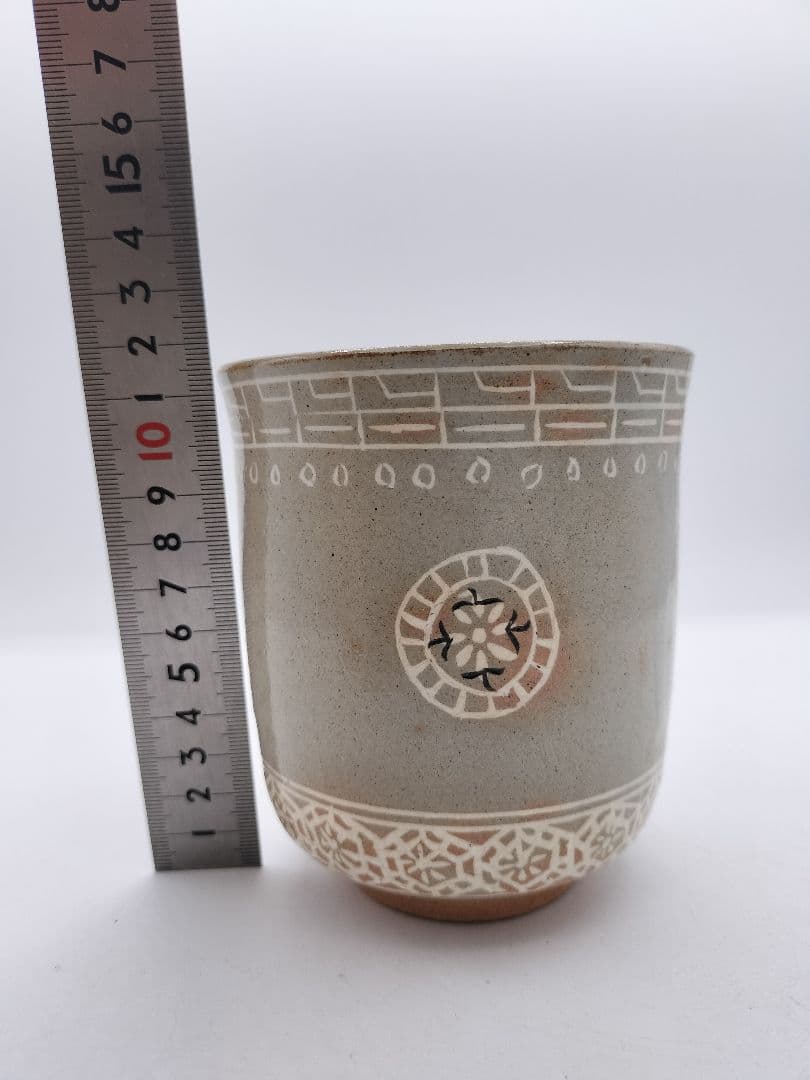 c426 筒茶碗 狂言袴 韓国廣州窯 朴富 木箱 茶道具 古物