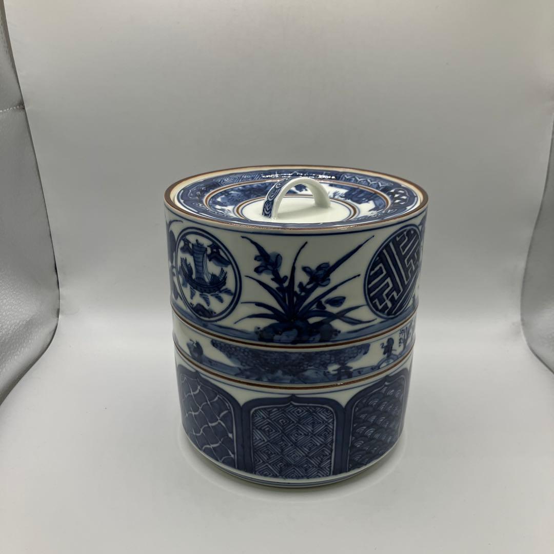 水指　清閑寺窯　杉田祥平造　祥瑞四君子　丸紋　　茶道具