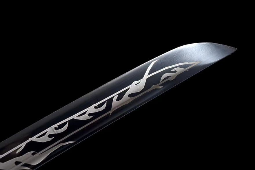 高性能マンガン鋼発黒『古典虎長刀』武具　刀装具　日本刀　模造刀 居合刀