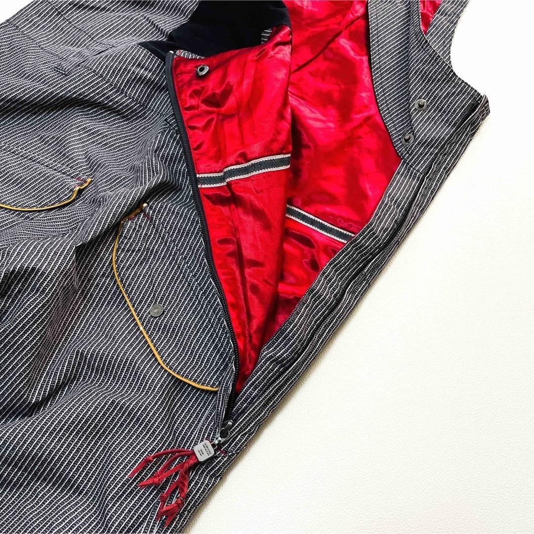 6665 バートン　ビブパンツ　ストライプ　ヒッコリー　ポーチ付き