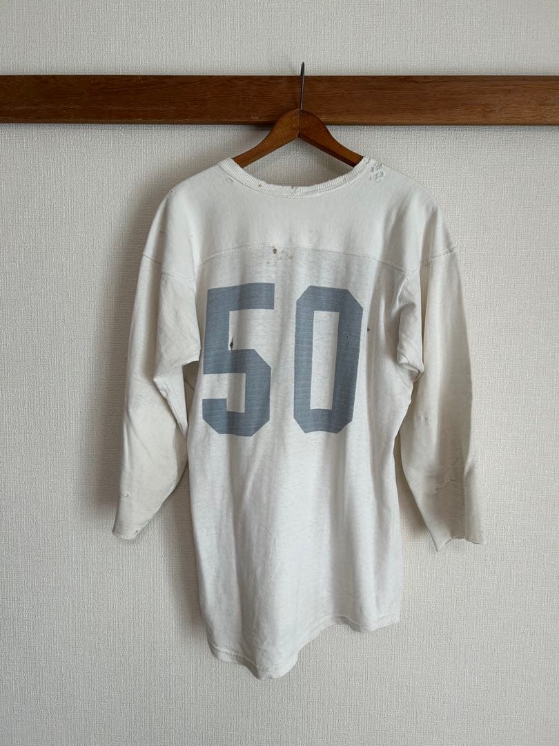 50s 50年代 フットボールt 染み込みプリント football T