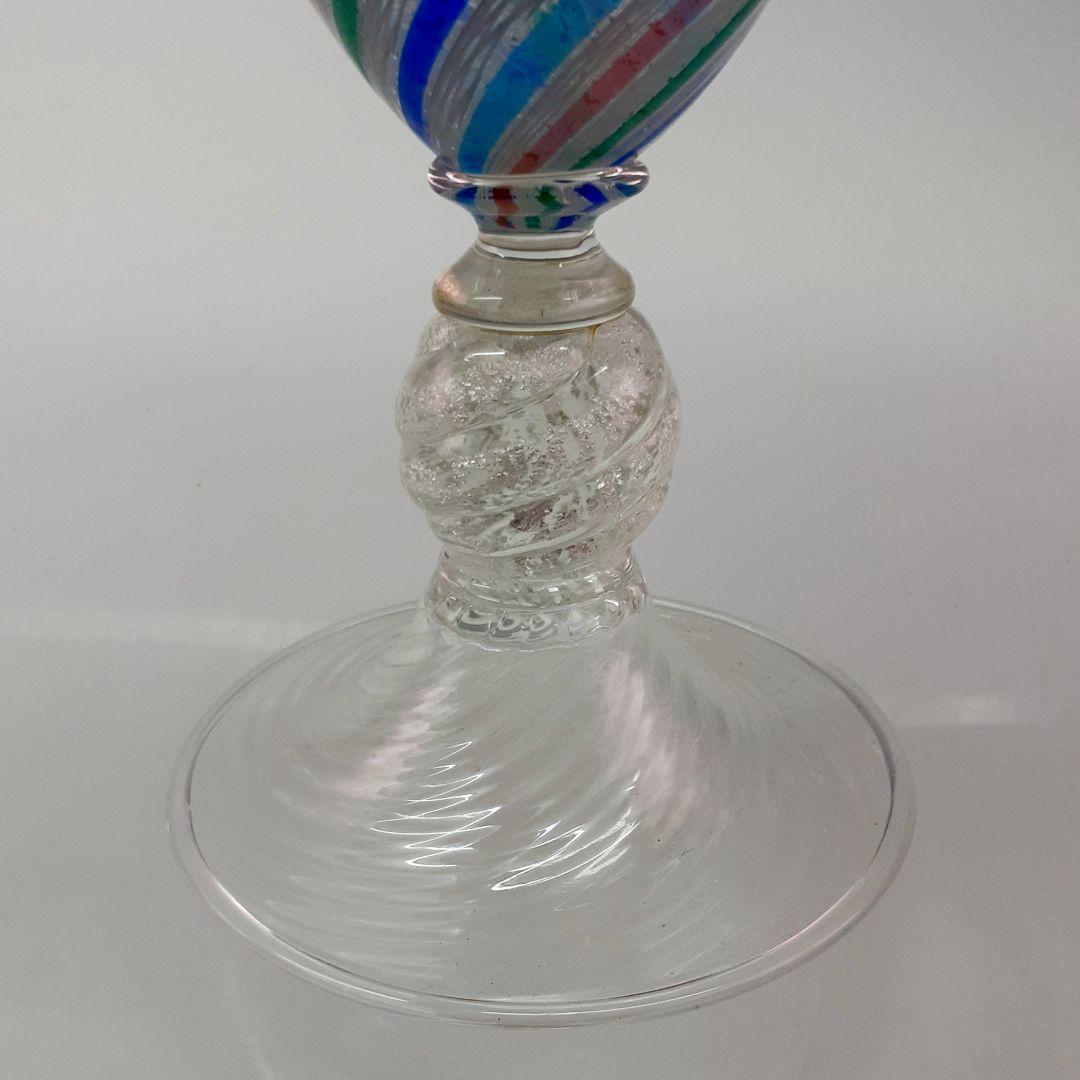 MURANO GLASS ムラノ 銀彩 双耳 カラフル レース 花器 オブジェ