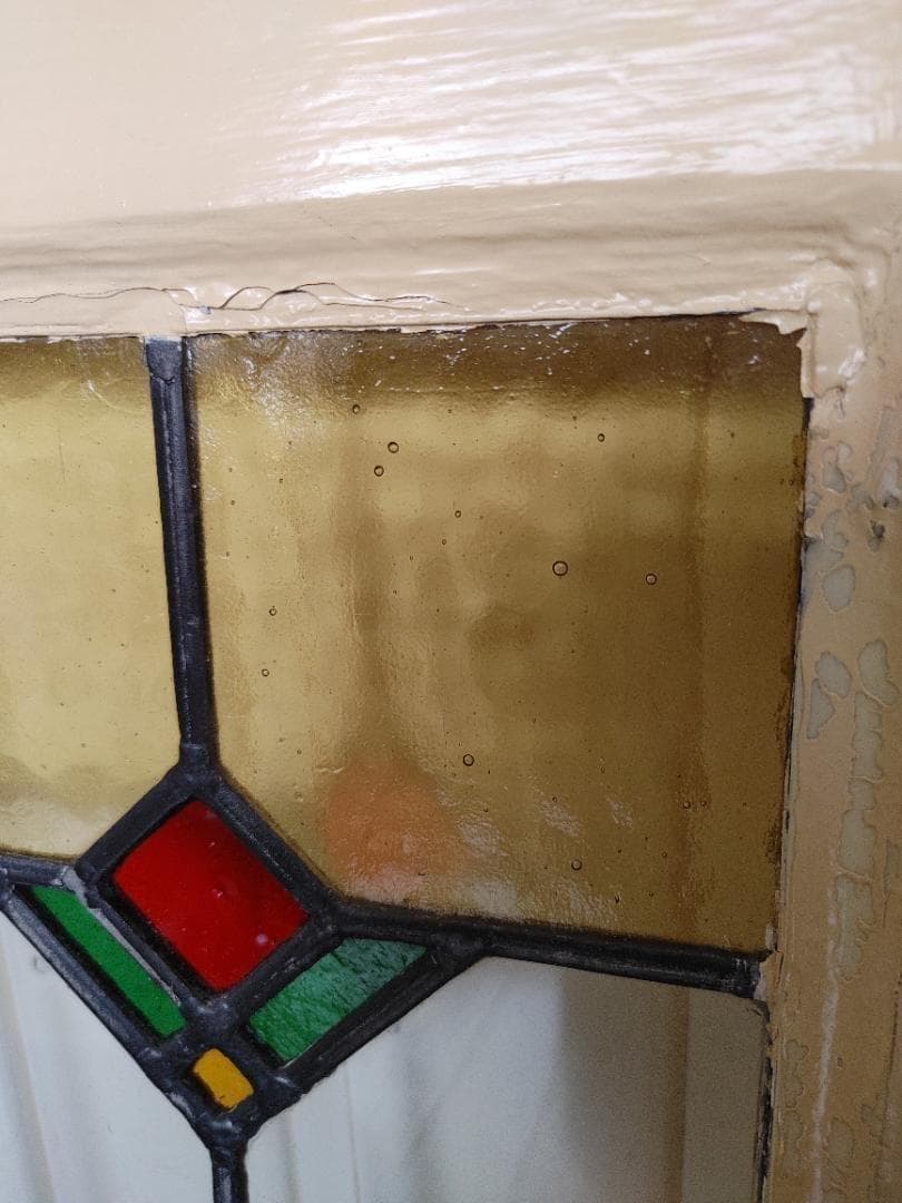 アンティーク　ステンドグラス窓枠　ｗ４８,８×h５１×ｄ4，2㎝