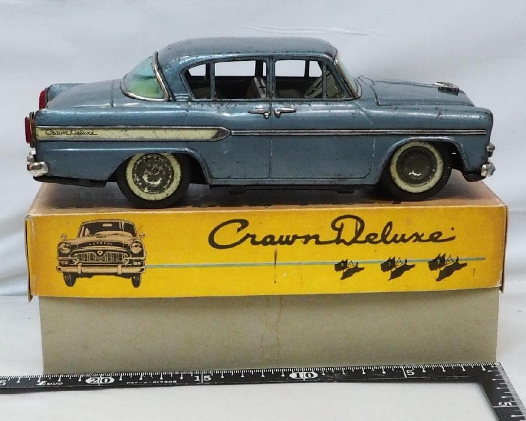萬代屋【トヨペット クラウン デラックス青ミラー無】ブリキtin car箱コピー