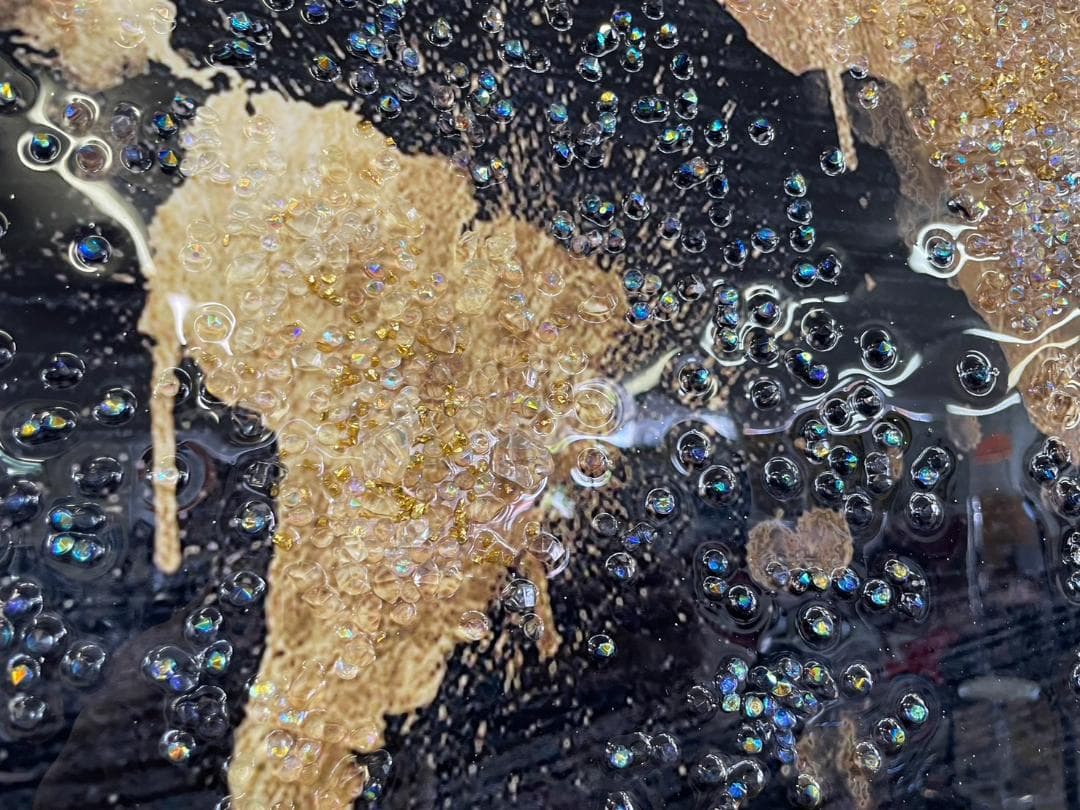 水晶絵　世界地図　アートパネル　クリスタル　立体　絵画　アート　パネル　壁画