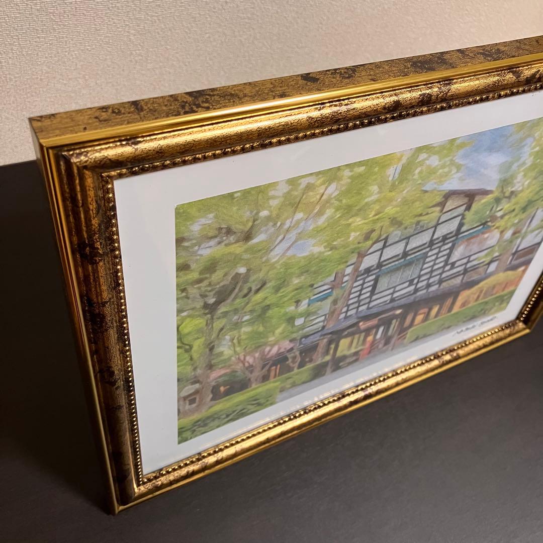 ジブリアート⑦ 風立ちぬより「万平ホテル」額装品　額縁寸法32.7㎝×24.0㎝