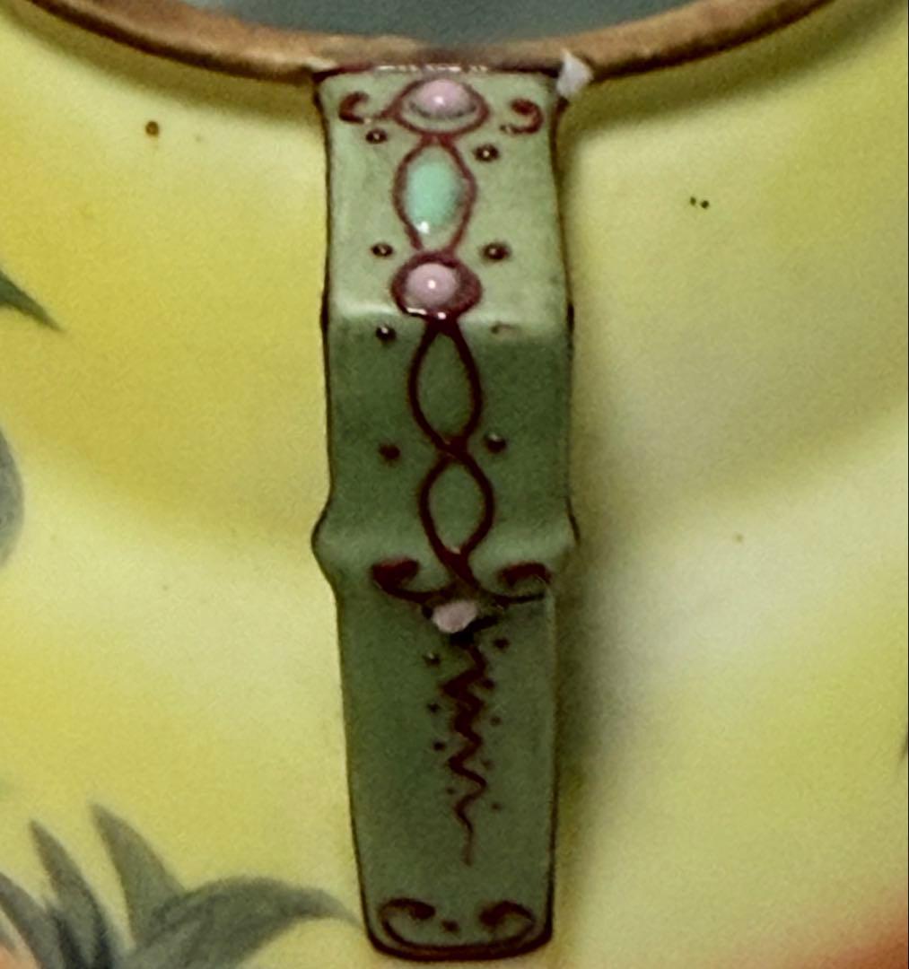 【極希少】オールドノリタケ ヤシの木風景文 両耳花瓶 M-NIPPON印 盛上げ