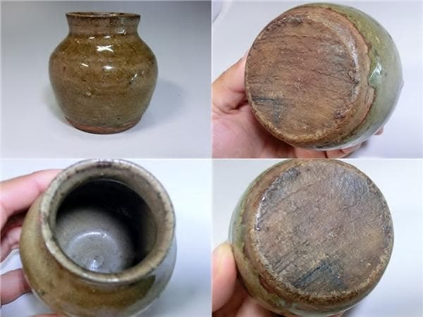 壷■無地唐津(江戸期)お歯黒壺 小壺 茶入れ 古唐津 時代物 骨董品 古玩■
