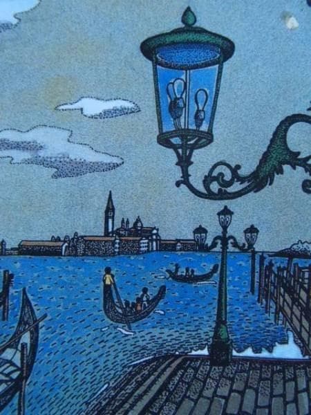 山下 清、ベニスのゴンドラ風景、希少な画集より、新品高級額、額装付、状態良好