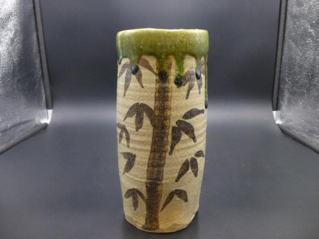 北大路魯山人　織部花入／共箱