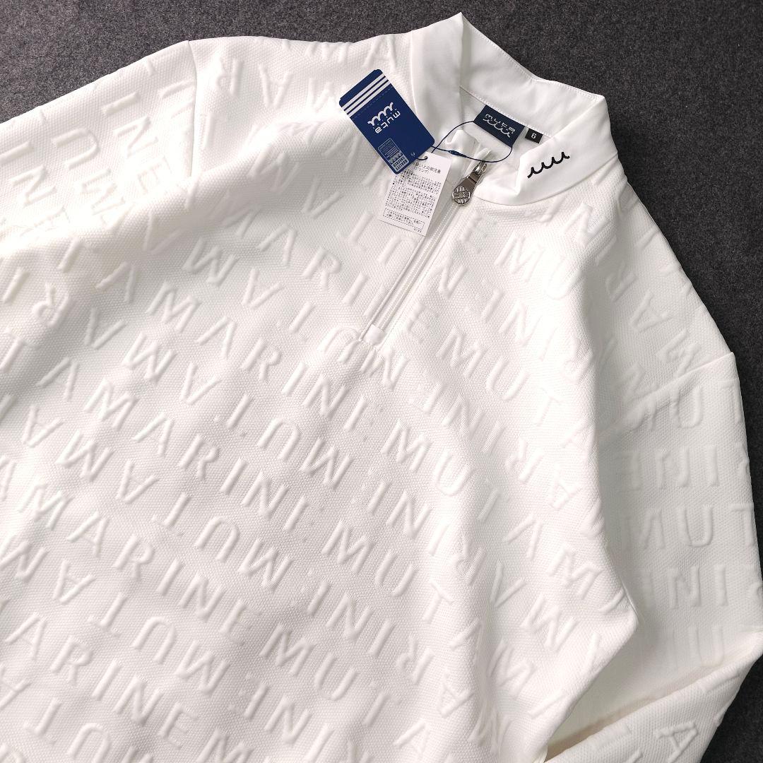 新品未使用 ムータマリンゴルフ ハーフジップ プルオーバージャケット 総柄 L白