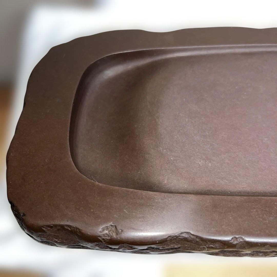 ⭕️赤間硯　名工　堀尾卓司　野面硯　共桐箱　女性好み作品　均整ある美品