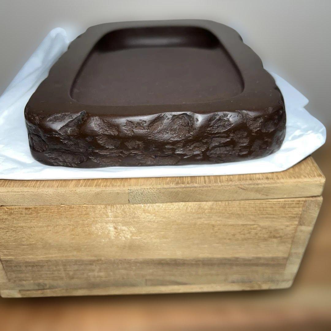 ⭕️赤間硯　名工　堀尾卓司　野面硯　共桐箱　女性好み作品　均整ある美品