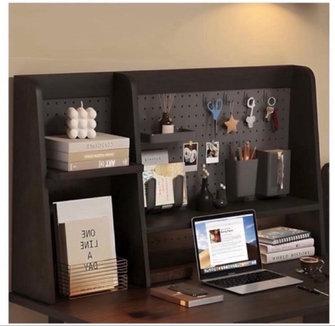 Hoshinoi 卓上ラック 机上ラック 木製 有孔ボード付き 大容量 デスク棚