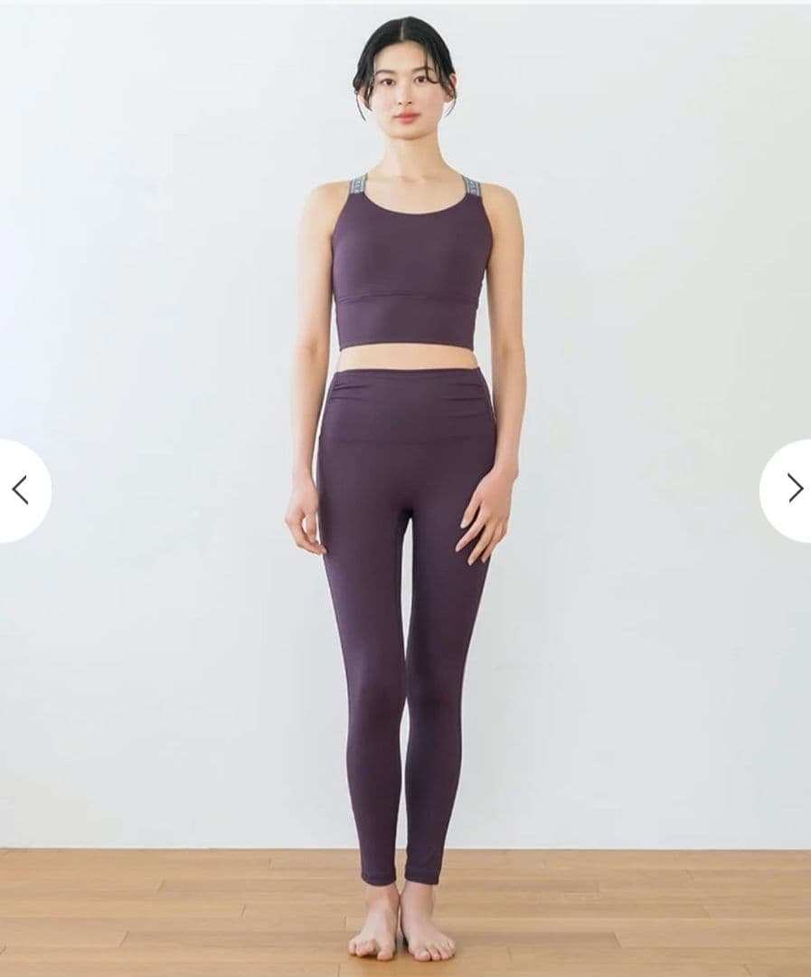 SUKALA パープル ヨガパンツ Lサイズ サイドロゴギャザーレギンス