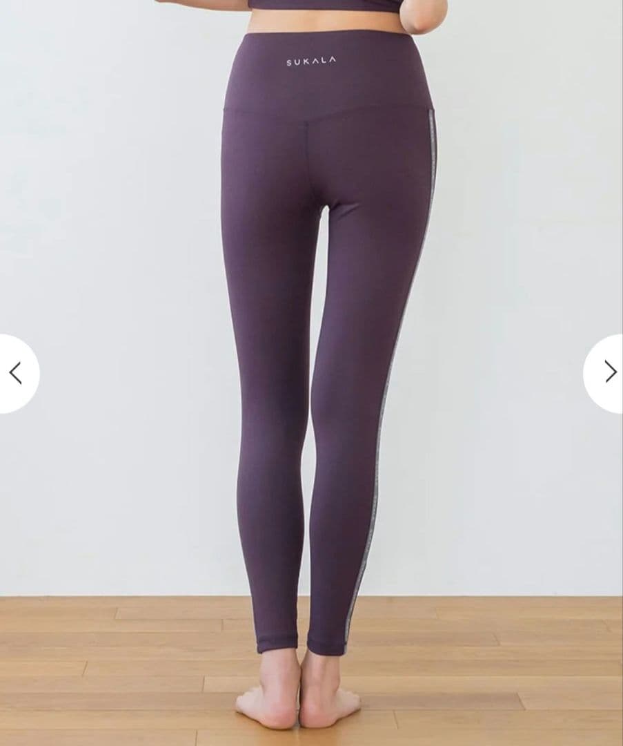 SUKALA パープル ヨガパンツ Lサイズ サイドロゴギャザーレギンス