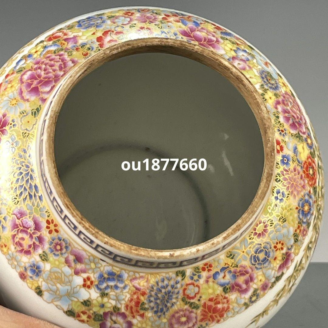 琺瑯彩花鳥貯蔵蓋缶 景徳鎮 陶磁器 装飾品 現代工芸品 美術品 置物