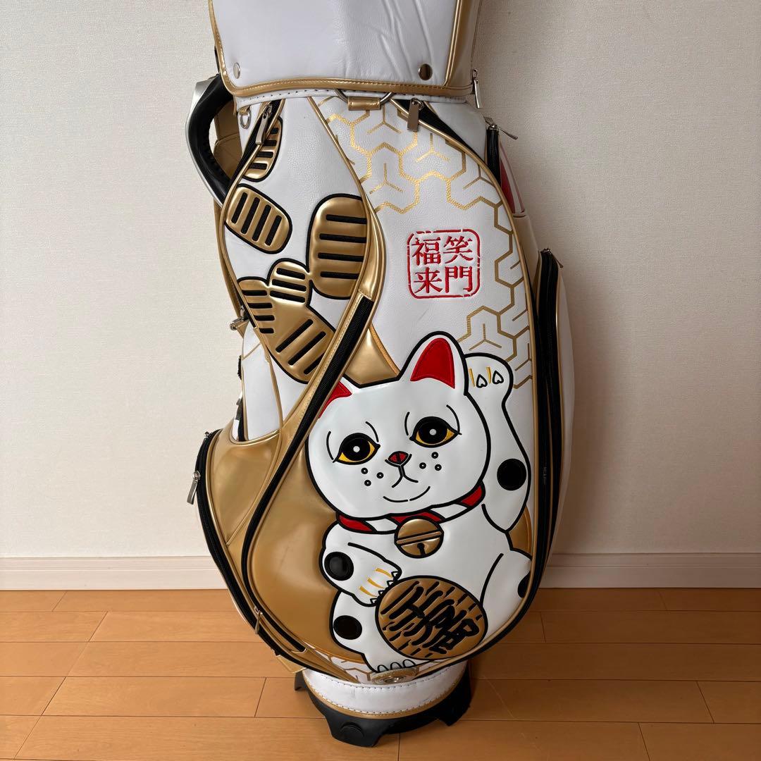使用感少ないキャディーバッグ和柄本舗ゴルフバッグ招き猫トンボ一笑千金レア純和風