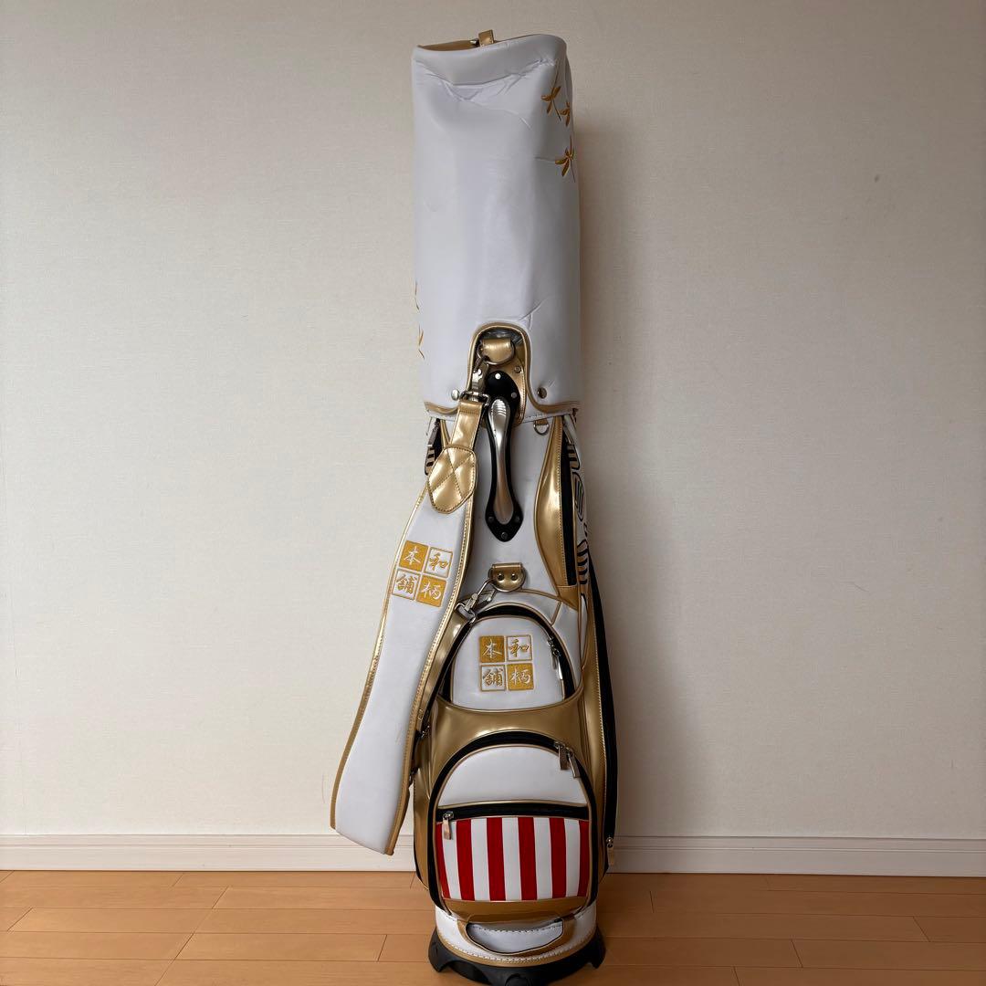 使用感少ないキャディーバッグ和柄本舗ゴルフバッグ招き猫トンボ一笑千金レア純和風