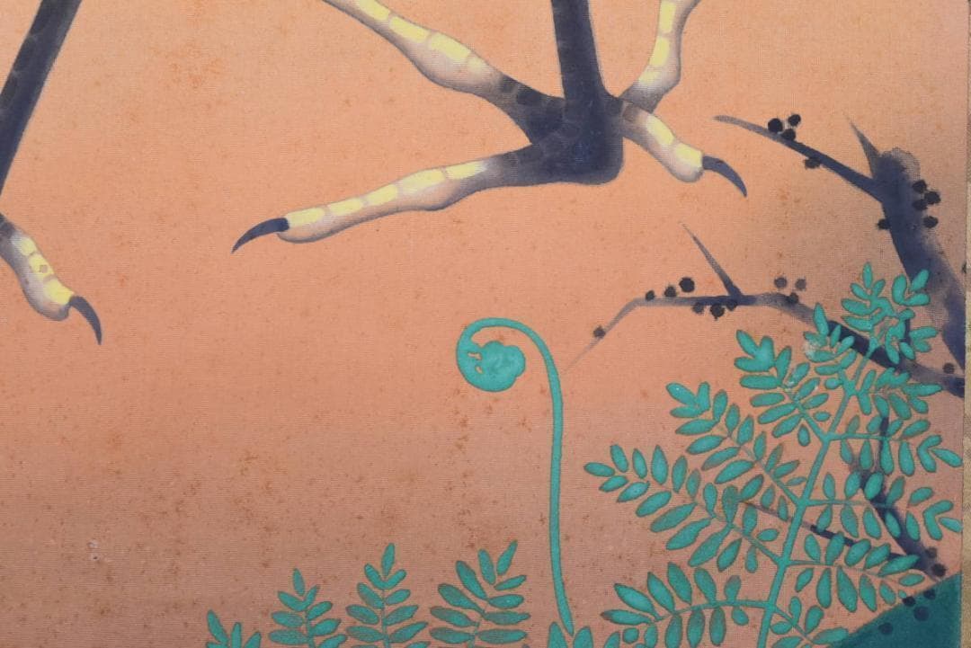 【真作】阪口一草/白鷺図/サギ図/仏事掛/掛軸/名家伝来/AA-560