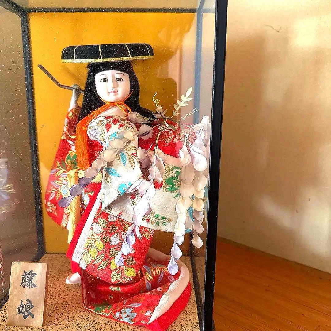 市松人形 藤娘 ガラスケース付き