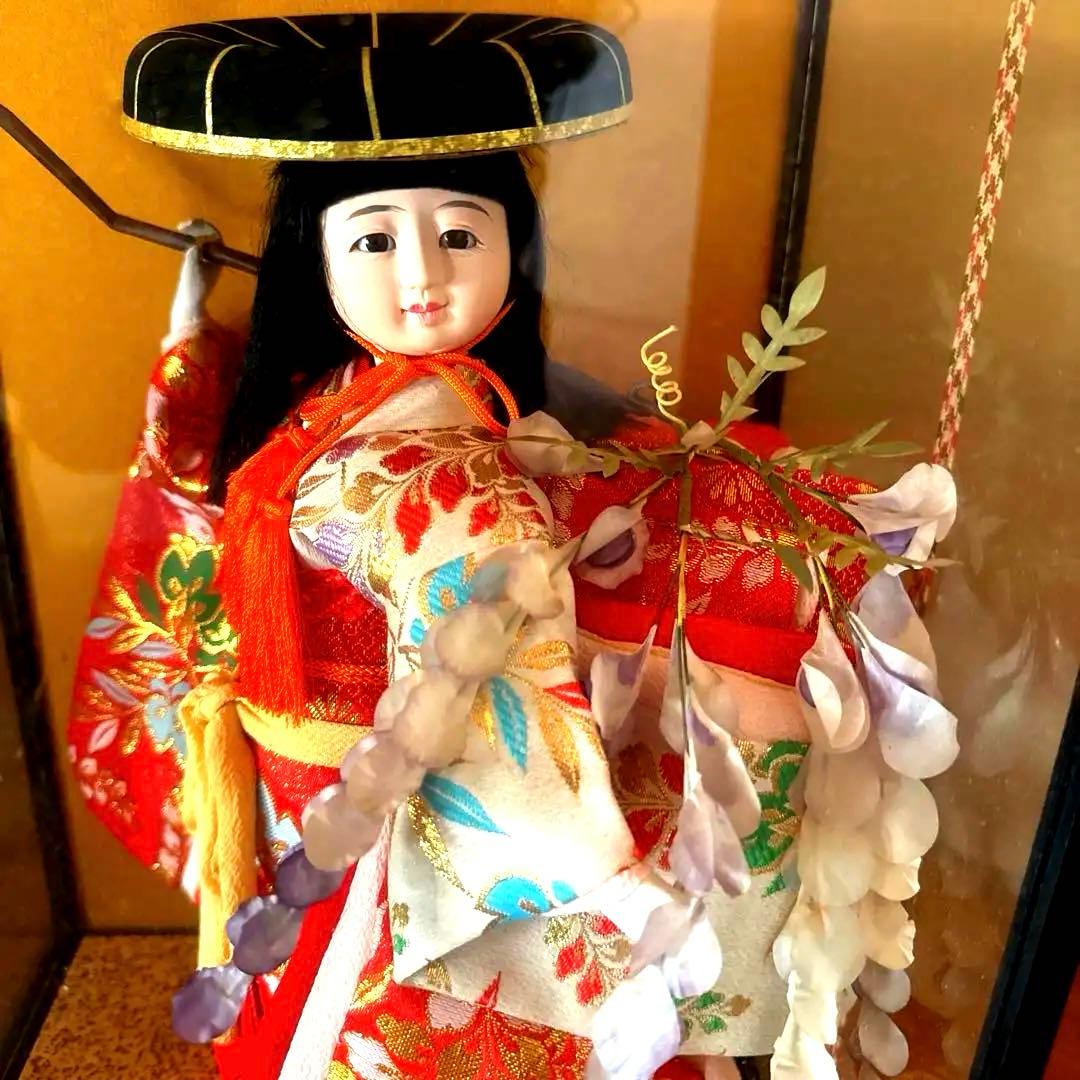 市松人形 藤娘 ガラスケース付き