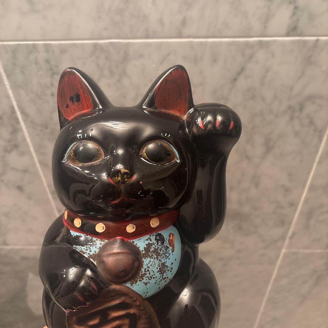 1920-30年代アンティーク妖艶な瞳とまつ毛が美しい陶器の招き猫