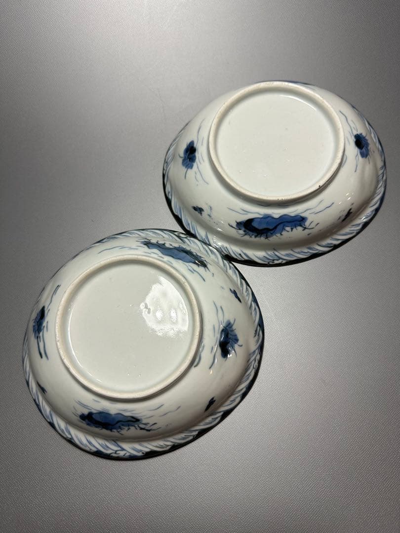 古伊万里　貝尽くし紋様　変形皿　2枚セット　染付皿