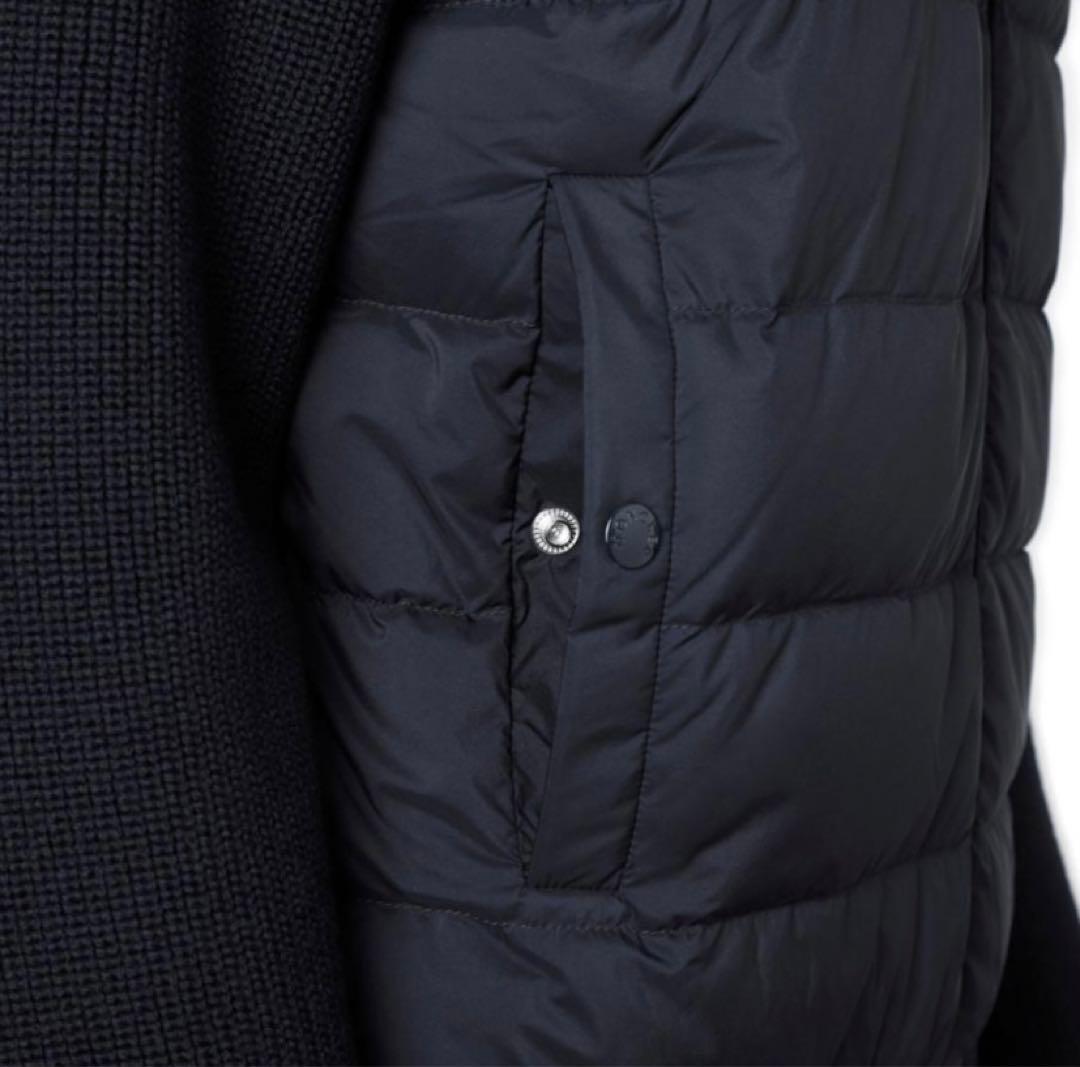 MONCLER メンズ 前面のみダウン入りジップカーディガン　ニット【ネイビー】