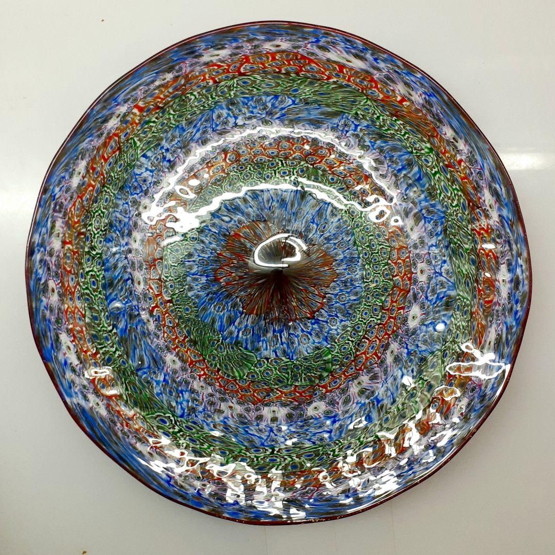 MURANO GLASS 30cm 大きな ミルフィオリ 崩し プレート皿