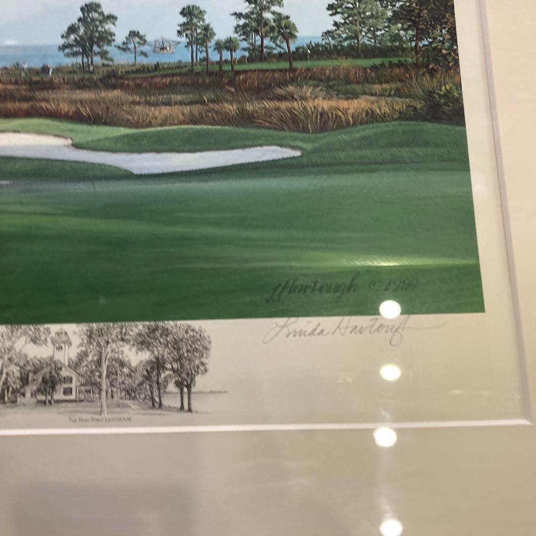 Linda Hartough サイン入り ゴルフ場の絵 1989年 古画