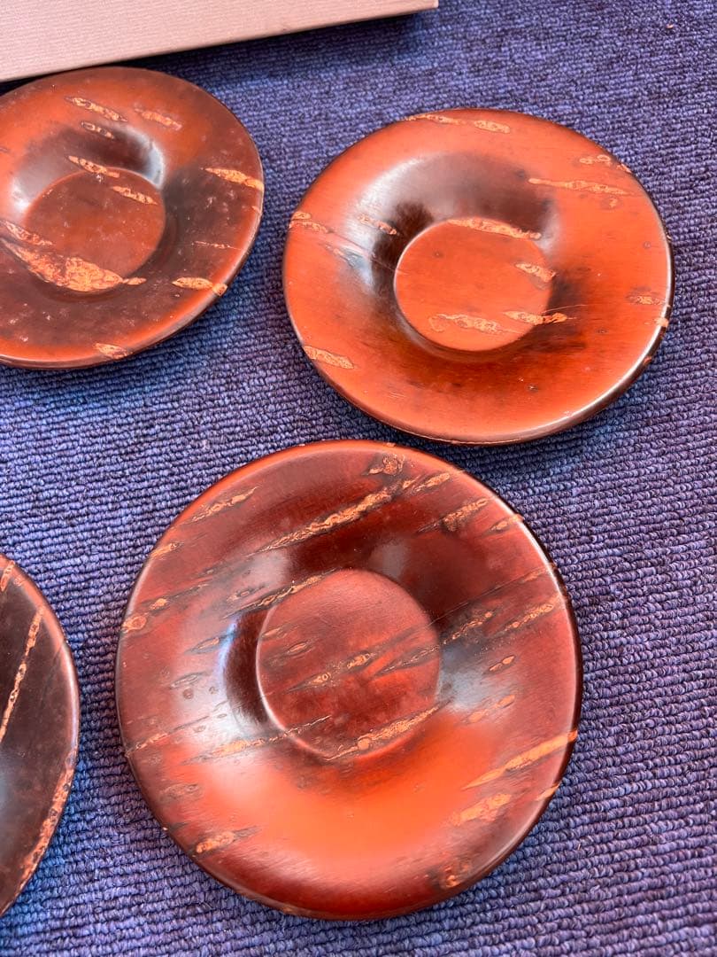 1240 桜皮細工　茶托　5客　伝統工芸品　未使用