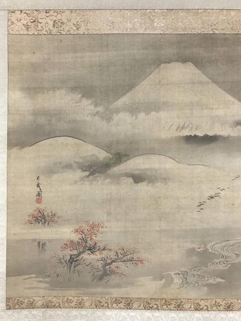 太戎/富士山水図/富士山図/山水図/横物/掛軸/名家伝来/AC-555