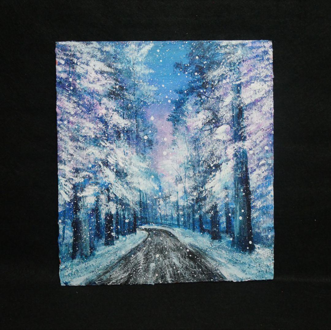 油絵 油彩 油彩画 絵画【冬の道路】