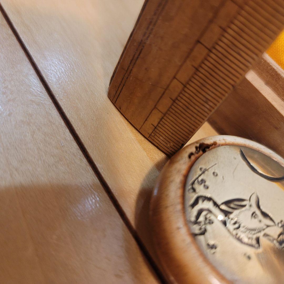 根付 饅頭根付 鏡蓋根付 時代 提げ物 金工 彫刻 梅鳥 根付 印籠緒締江戸期