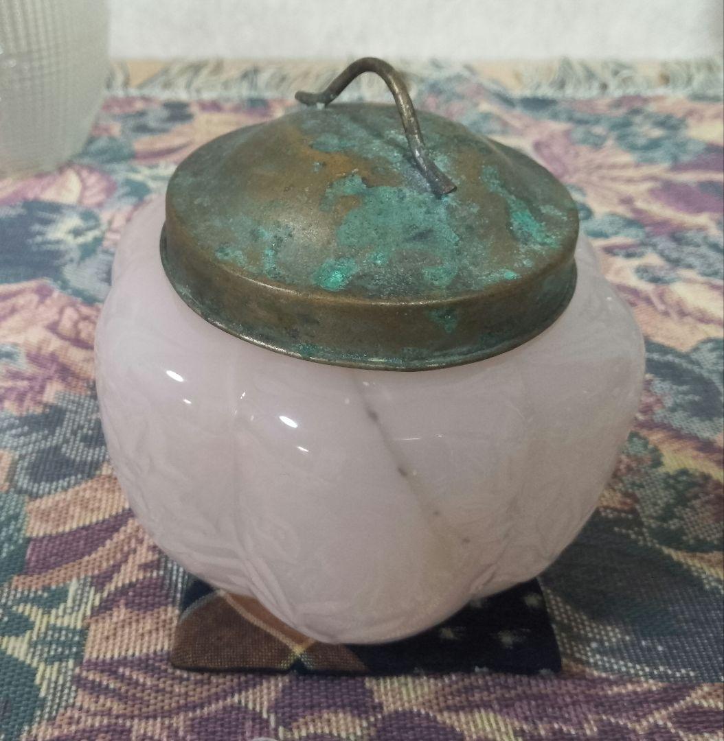 大正時代 乳白色桜色 飴屋瓶 砂糖瓶 あめや瓶 氷コップ