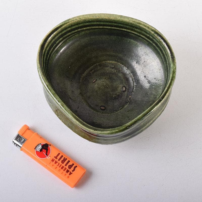 茶道具　織部焼　沓茶碗　桐箱付　N　7046