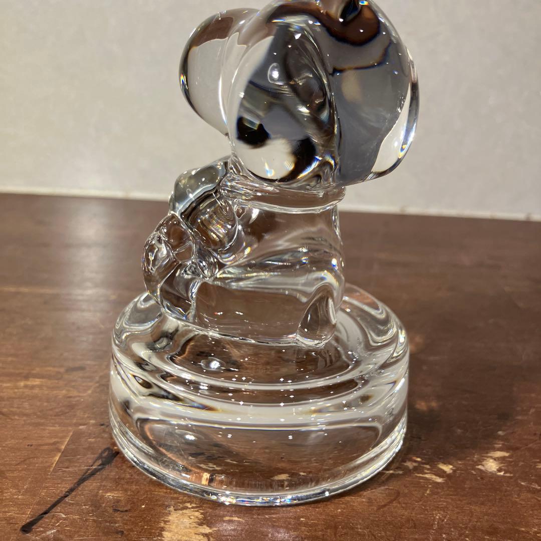 スヌーピー 佐々木硝子 クリスタル ペーパーウェイト 置物時計 SNOOPY