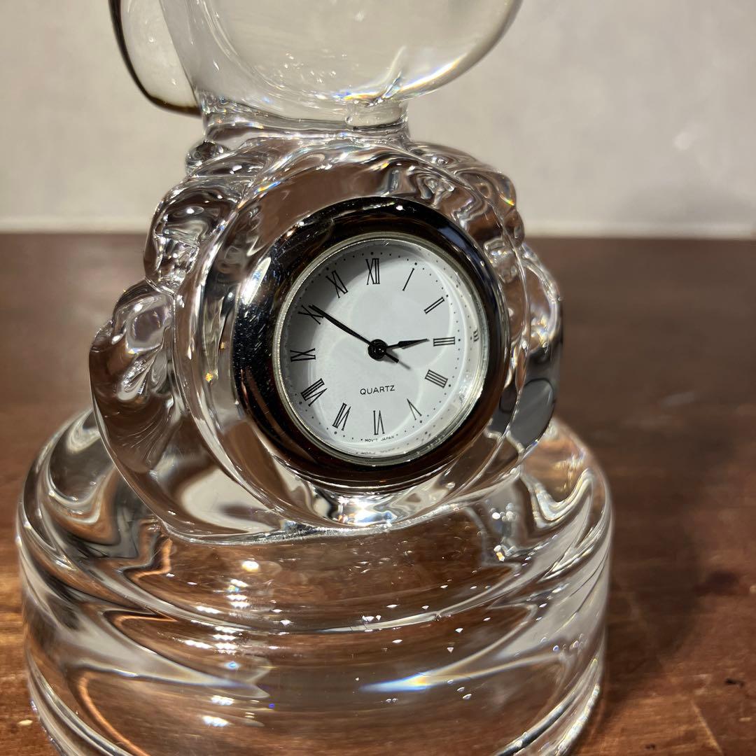 スヌーピー 佐々木硝子 クリスタル ペーパーウェイト 置物時計 SNOOPY