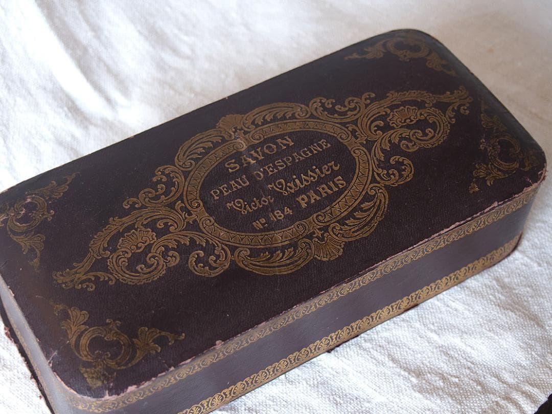 ロココ調 古い紙箱 PARIS 19世紀 小物入れ デコレーション/K383