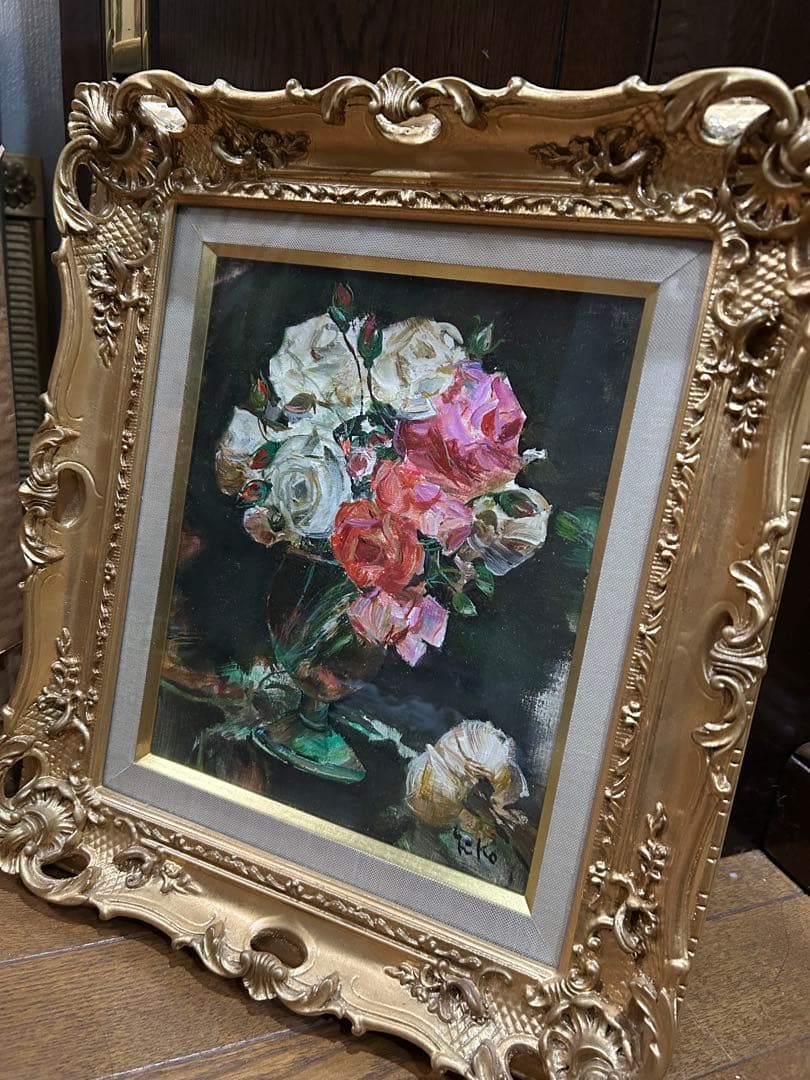 中島裕子　油絵　薔薇　バラ　F3