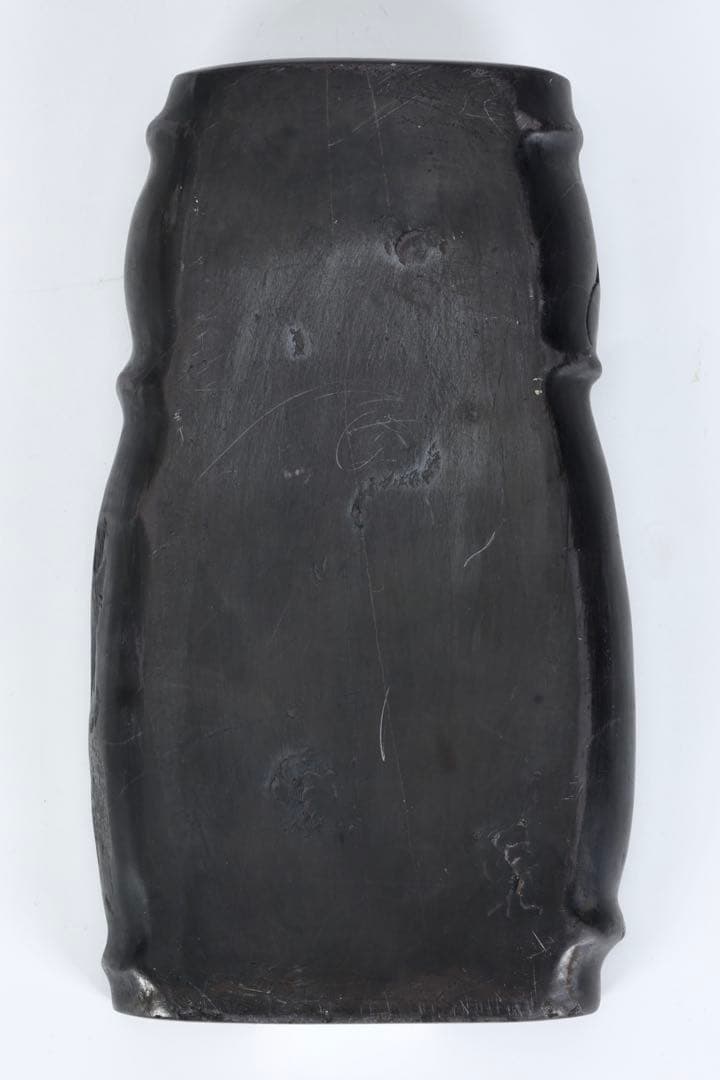 時代物 端渓硯 坑仔岩 蜘蛛紋竹形硯 唐木箱付 書道具 文房四宝 古美術 骨董品