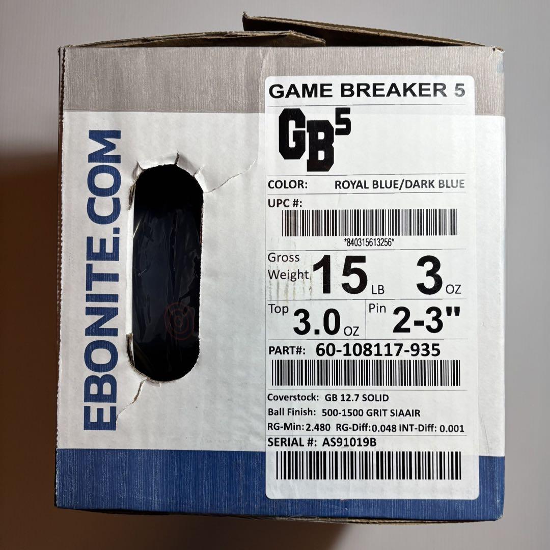 ［*読様 【新品】ボウリングボール エボナイト ゲームブレイカー5 15ポンド0