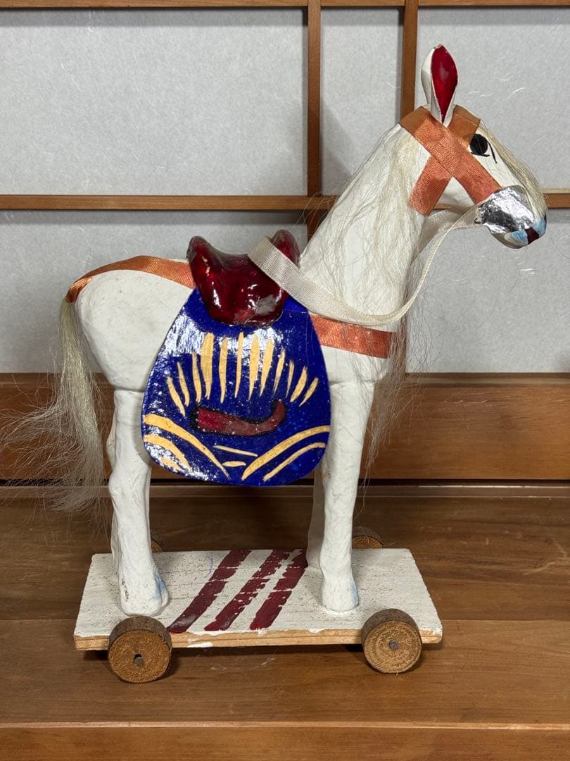 宇土張子『飾り馬』 白馬 熊本 希少 民藝 伝統文化 芸術 古道具