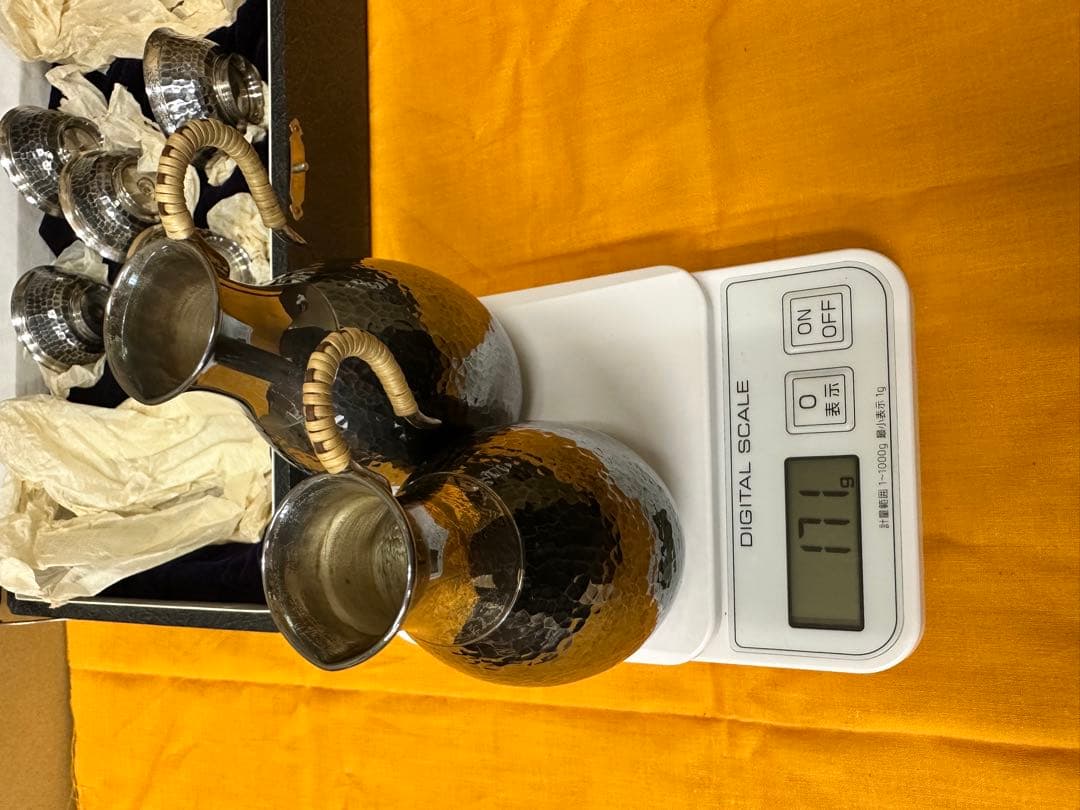 【新品】純銀製　徳利・猪口セット 酒器　チロリ　盃シルバー 総重量252g