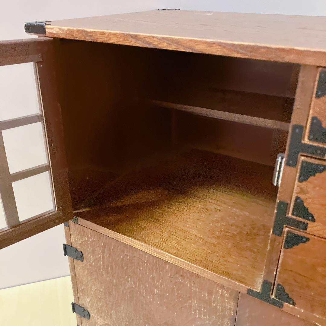 からくり箪笥　耐火金庫付き　アンティーク　昭和レトロ　小物入れ　鍵　ナンバー付き