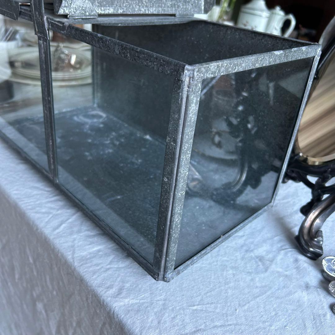 レア　フランスアンティーク　ブリキ　パンケース　ショーケース　両開　バタフライ式